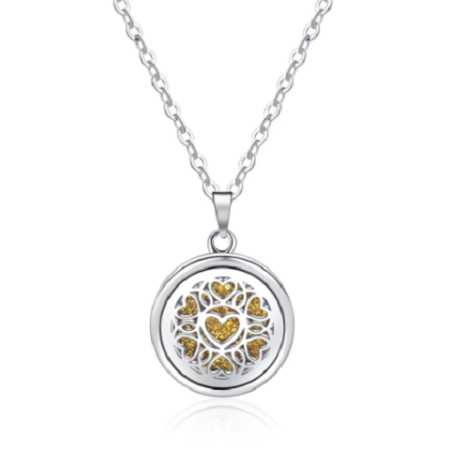 Stainless Steel Aromatherapy Diffuser Necklace - 7 Hearts